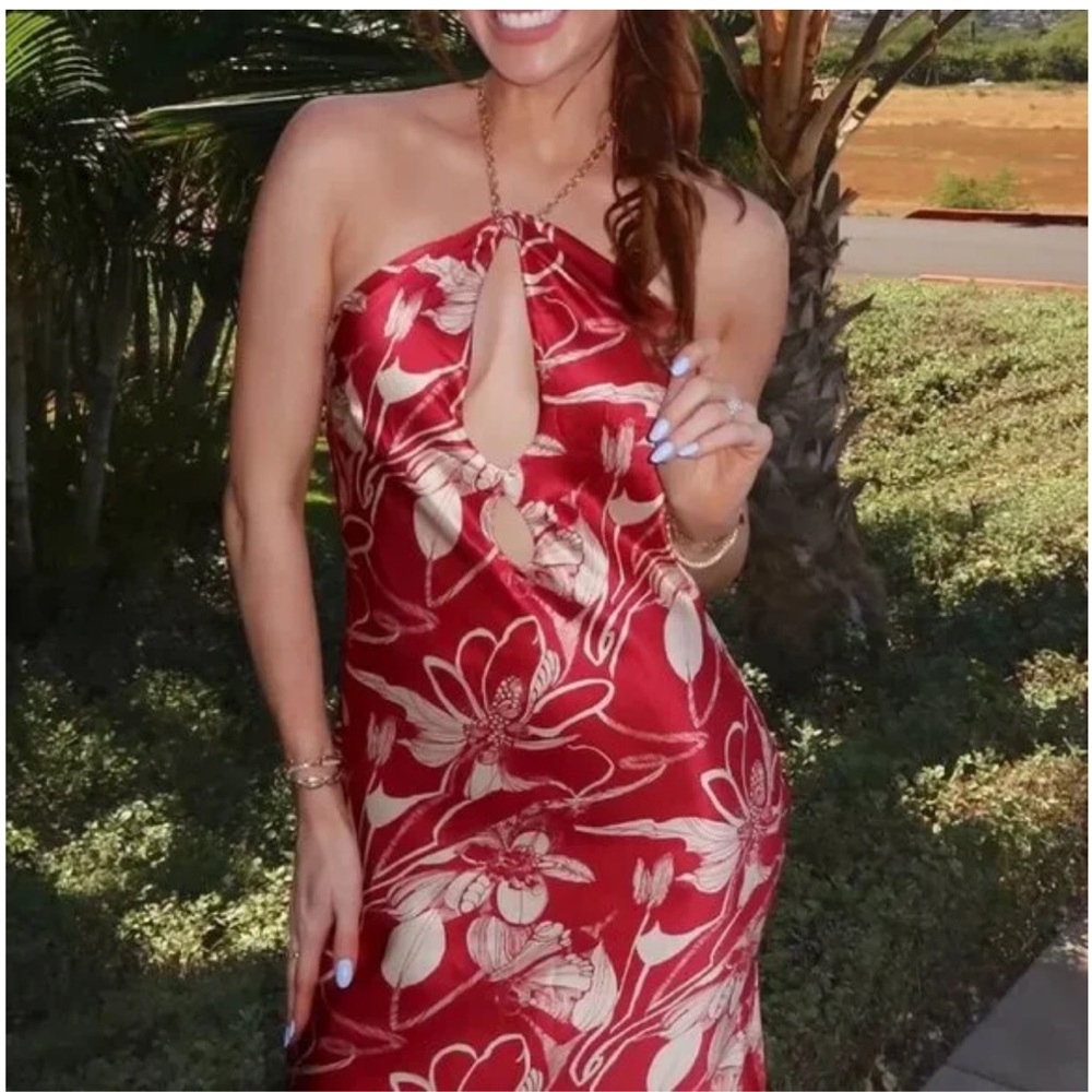 REFORMATION YESENIA SILK DRESS LAS DALIAS red maxi dress NWT medium